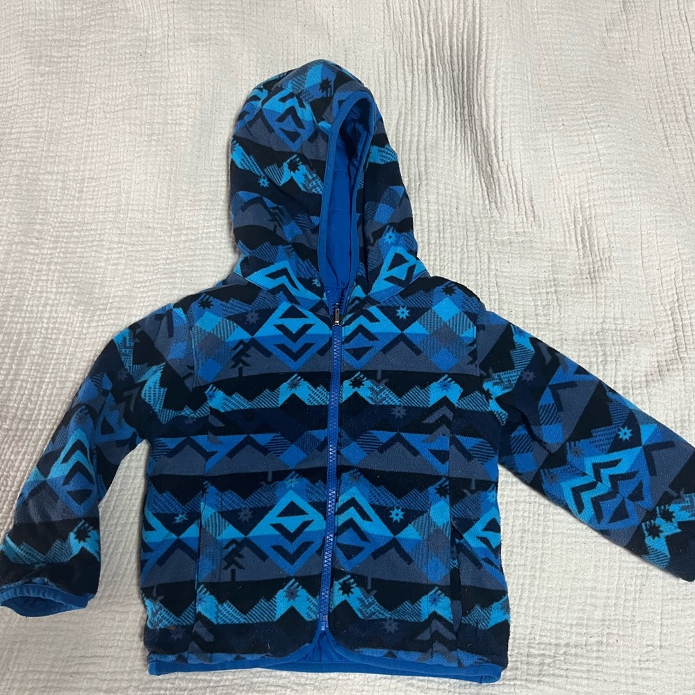 Columbia Blue Patterned Reversable Kids Coat. 3T